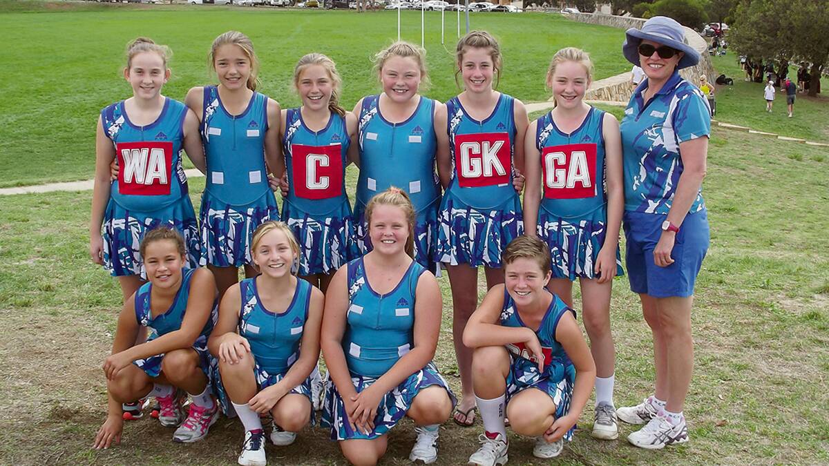 • The Sapphire Coast under 13s netball squad looking forward to the next carnival are (back, from left) Kate Storck, Natalie Cooper, Tamika Millard, Amy Rolff, Lily Hawthorne, Kimberley De Jong, coach Julie Went, (front) Bella Kiely, Hannah Walker, Amber Morey and Karter Hampshire.