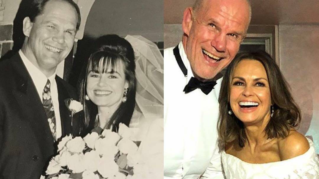 Photo: @lisa_wilkinson When 25 years passes in the blink of an eye... #1992 #2017 #beforeandafter #wedding #25thanniversary #25years