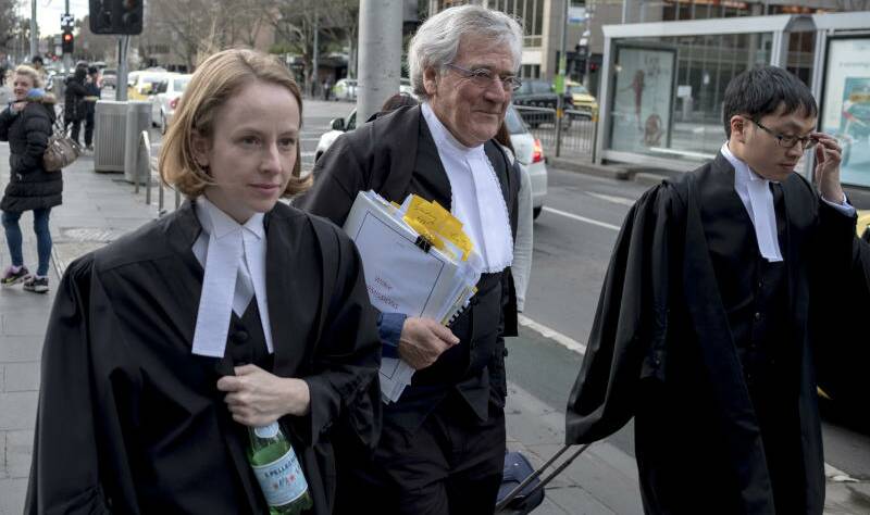 QC Ron Merkel leaves the High Court in Melbourne. Photo: AAP Image/Luis Ascui