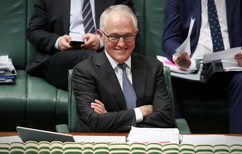 Prime Minister Malcolm Turnbull in question time at Parliament House after the High Court decision on the same-sex marriage postal survey. Photo: Andrew Meares