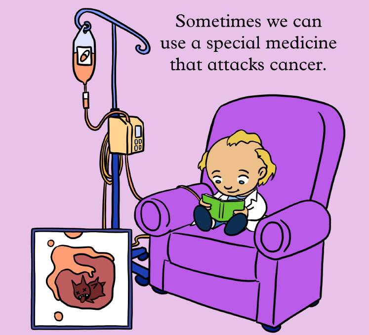 An illustration from one of Angus Olsen's picture books about childhood cancer. Picture supplied.