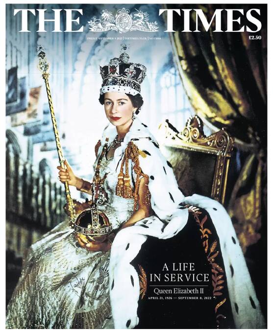The Times of London and other British papers featured the powerful colourised coronation portrait captured by Sir Cecil Beaton showing the Queen wearing her crown and carrying her sceptre.