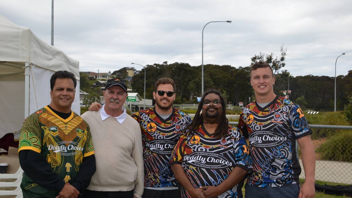Steve Renouf (left), Aidan Sezer (centre), and Jack Wighton (right) were on hand to help promote Katungul's partnership with Deadly Choices.