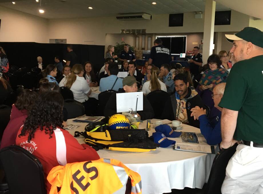 ENGAGING: Malcolm Barry from the Narooma Rescue Squad NSW VRA speaks to students during the emergency services leadership day at the Narooma Golf Club.