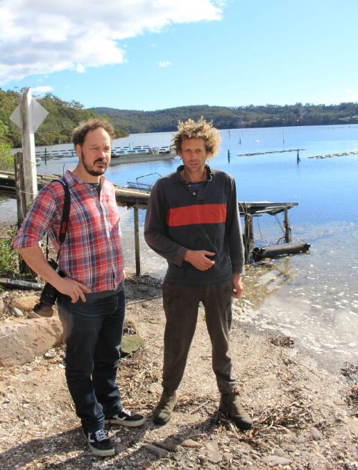 Director Kim Beamish with Merimbula oyster farmer Dom Boyton who is one of the subjects of the film Oyster which will be premiering to an international audience next month. 