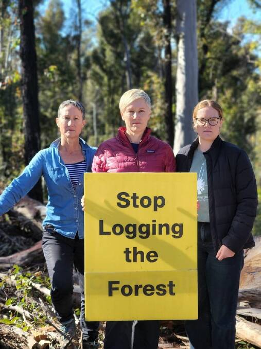 Brooman State Forest Conservation Group member Takesa Frank [right] says the time to end public native logging in NSW is now. Image supplied