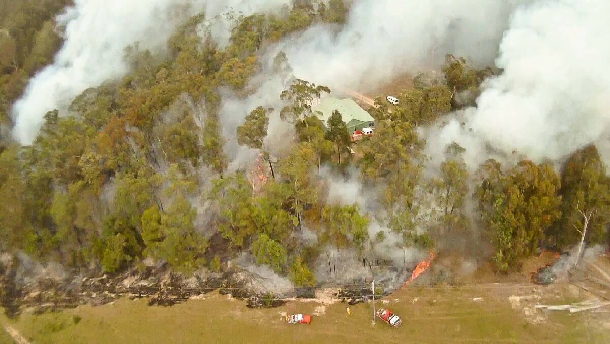 The view over a recent RFS hazard reduction burn at Bermagui from the UAV operated by Warren Purnell from Project Vulcan Unmanned Aerial Systems.