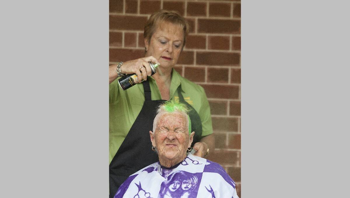 Shirley Watson, 72, has her head shaved in a fundraiser for Bega Valley Can Assist.