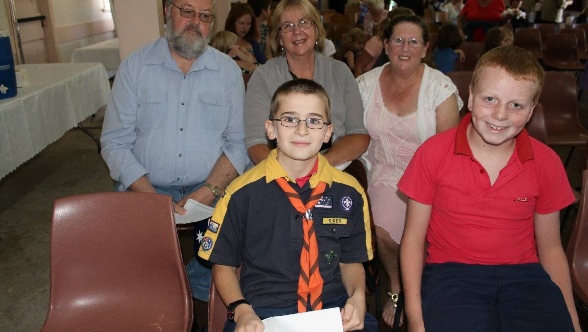 Excited about attending the Australia Day ceremony at Cobargo are (back, from left) Bruce and Kaye Greenfell, Shirley Rixon, (front) Taran Gross and Lachlan Rixon, both 11.
