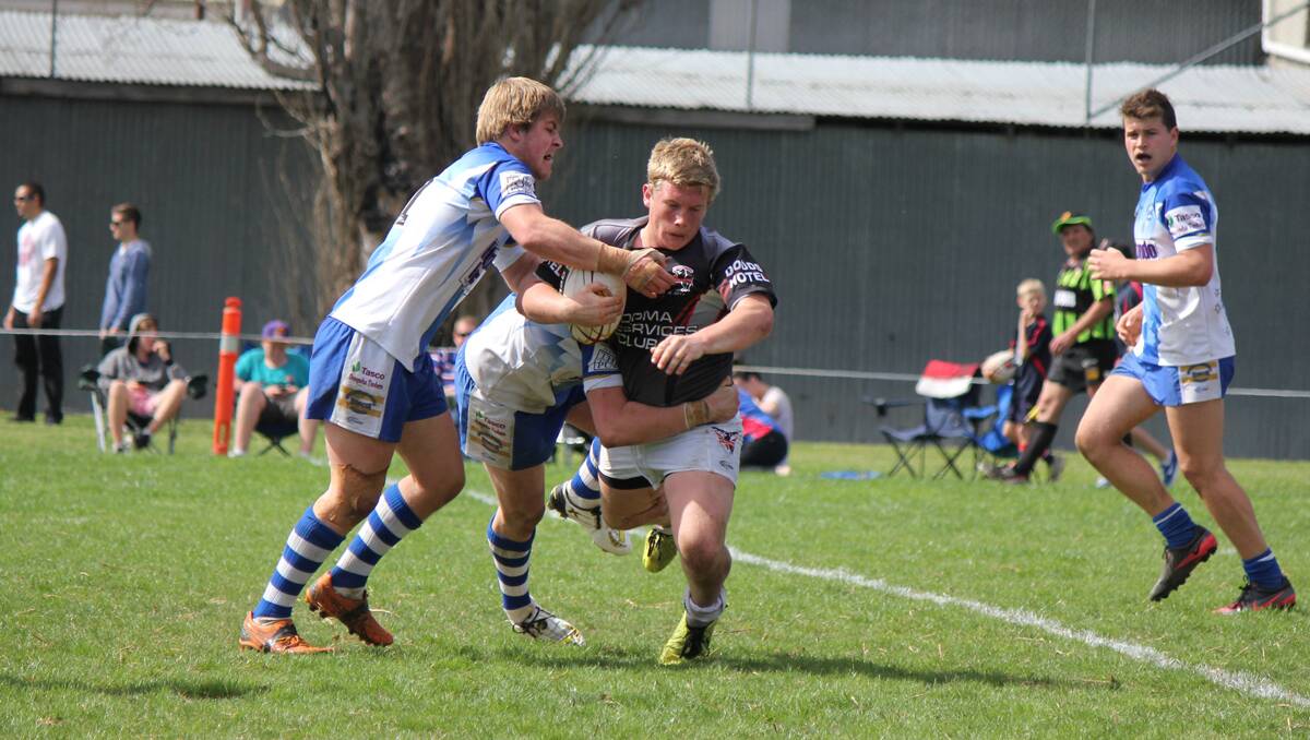 Action from the Group 16 grand final in Bega on Sunday.