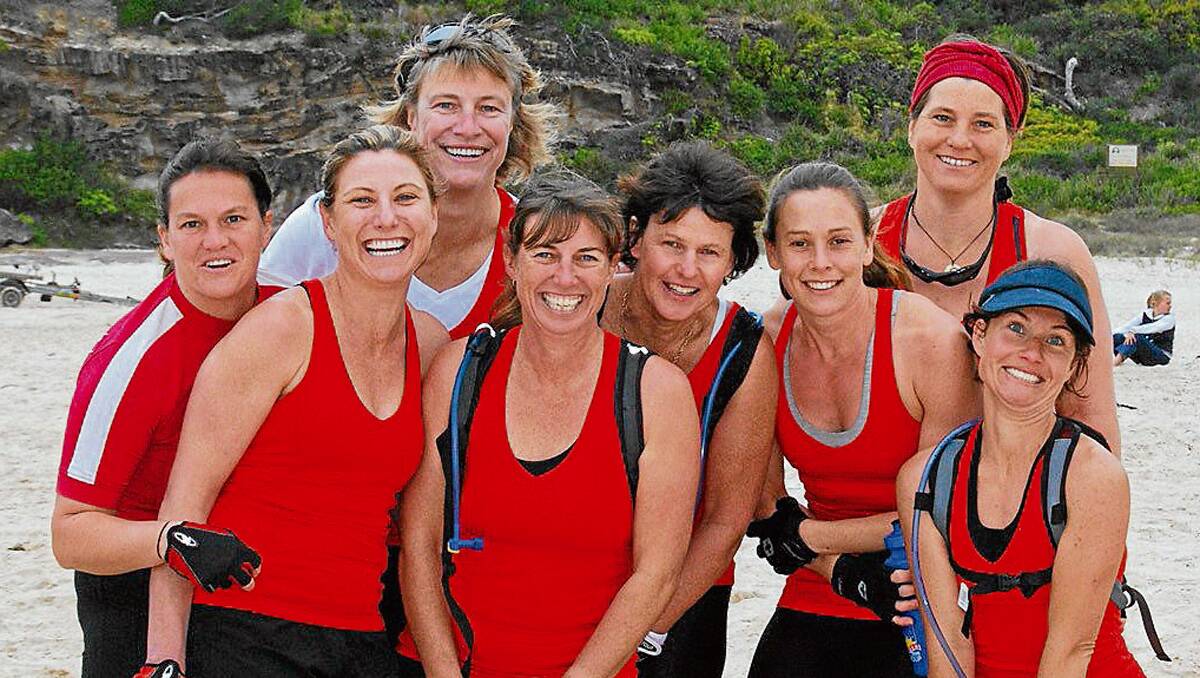 • Tathra ladies who competed in the 2012 Club to Pub in the women’s A crew and veteran categories are (from left) Melissa Meaker, Sharon Clarke, Ankie Van Haperen, Linda Murdoch, Patty McCartney, Dixie Fitzclarence, Verity Kean and Corrie Shepherd.