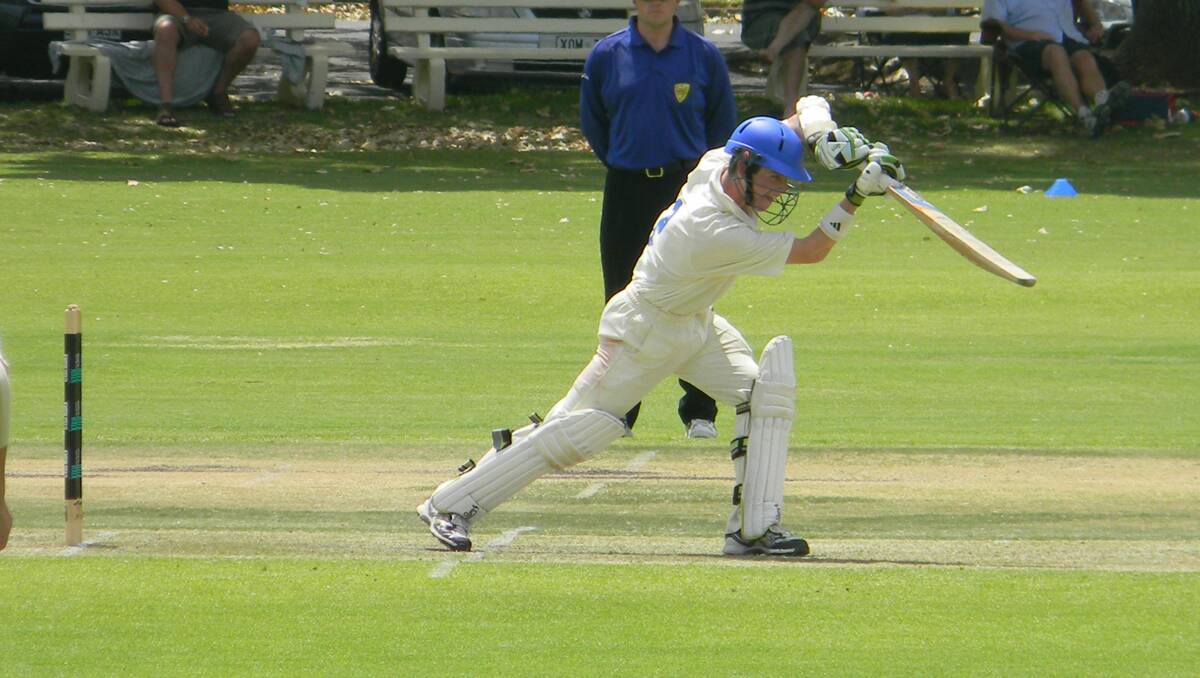 Mac Wright blocks a ball on his way to 47 runs against South Australia last week. 