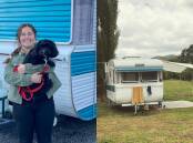 Felicity Dowd and her previous caravan named 'Van Morrison.' Pictures supplied