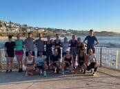 Nat Lawrance (Bottom row, fourth from the left) at her weekly run with the Bondi Beach Run Club. Picture Supplied 