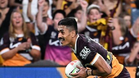 Brisbane winger Deine Mariner is a man of faith and flamboyance ripping up the NRL. (Dave Hunt/AAP PHOTOS)